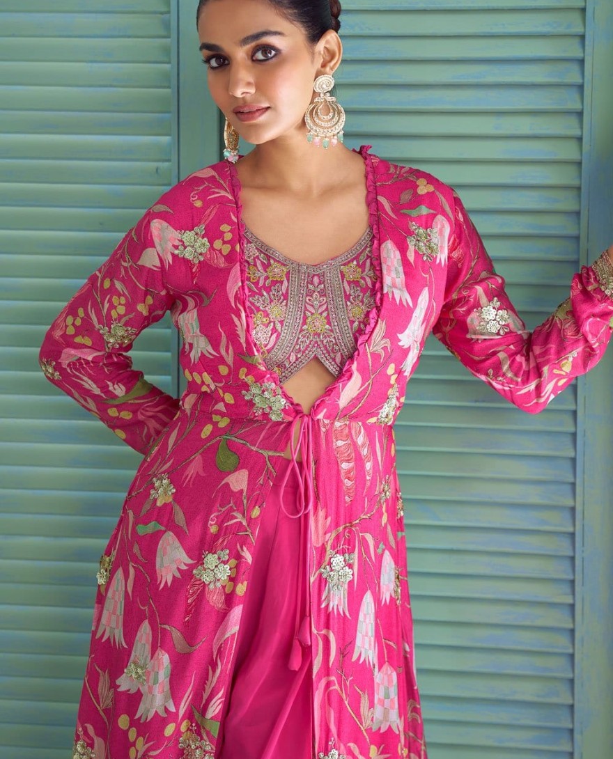 PINK - Pink Floral Print Jacket With Co-Ord Set